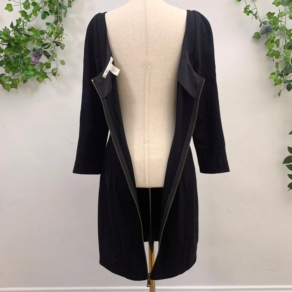 Diane von Furstenberg Arita Black Puff Sleeve Mini Dress‎ Size 12